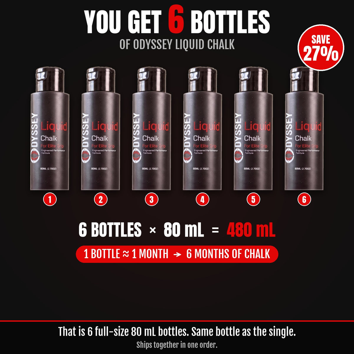 6-Month Liquid Chalk Supply (6 Bottles)