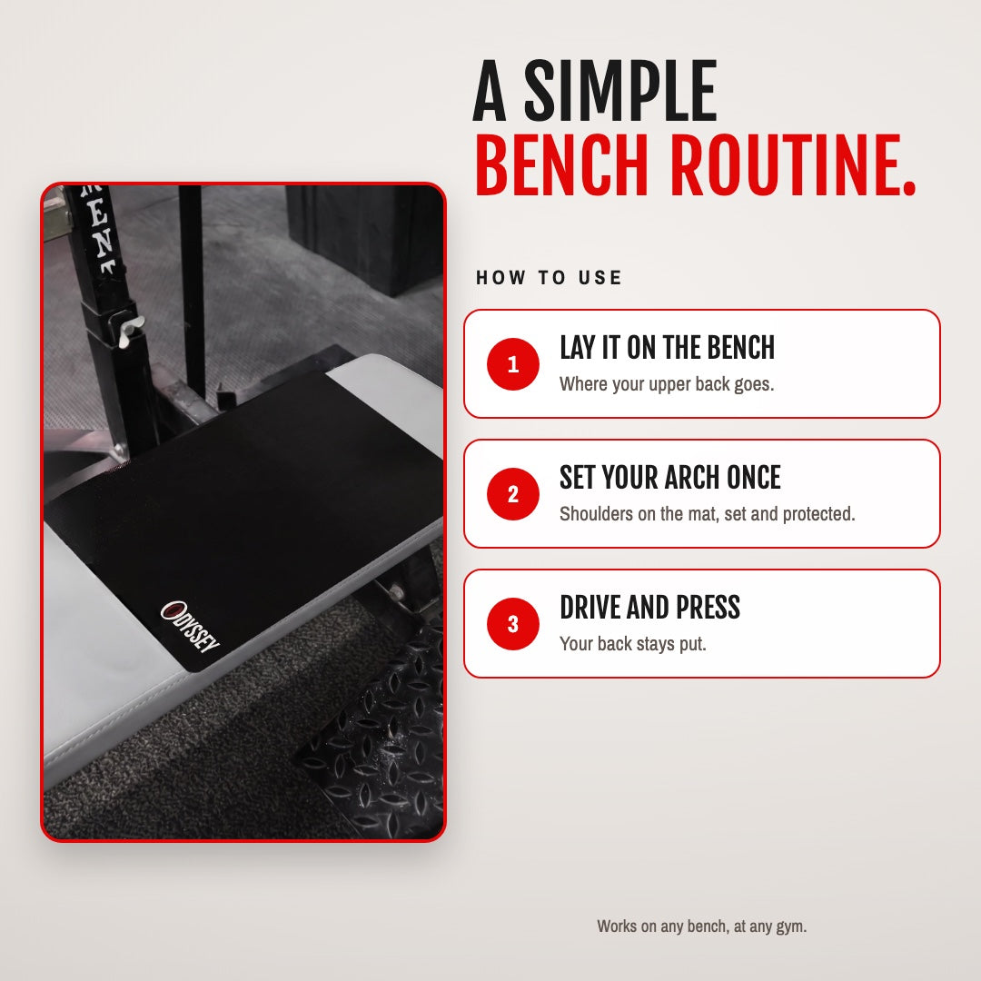 A simple bench routine: lay it on the bench, set your arch once, drive and press
