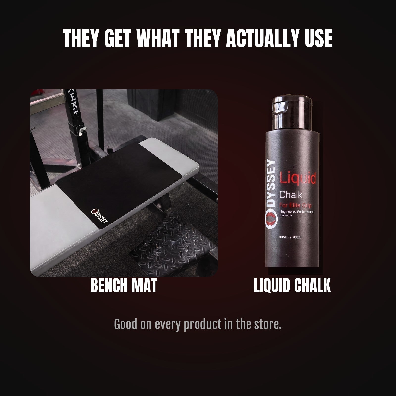 Use it on the Bench Mat, Liquid Chalk or Immortal Grip